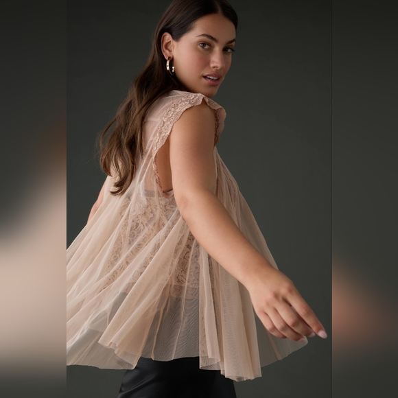 NWT By Anthropologie Godet Tulle Swing Top Color Rose Size M - Picture 8 of 8